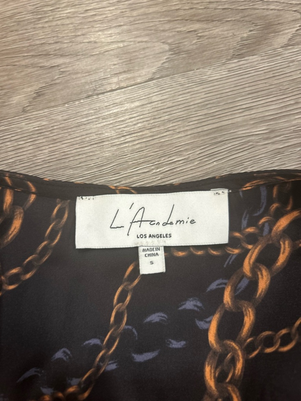 L'Academie Revolve Joyce Dress Black with Gold Chain Print - Picture 3 of 4